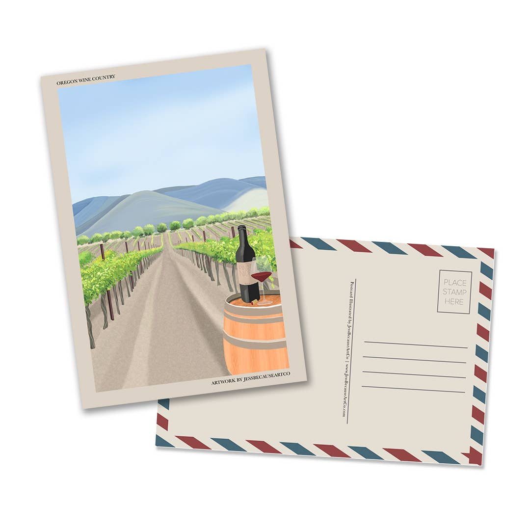 Oregon Wine Country: Retro Postcard