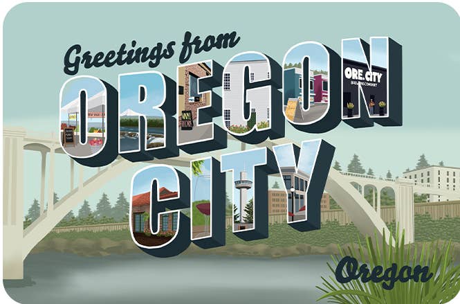 Greetings From Oregon City: Retro Postcard