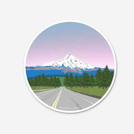 Mt Hood Round Sticker 